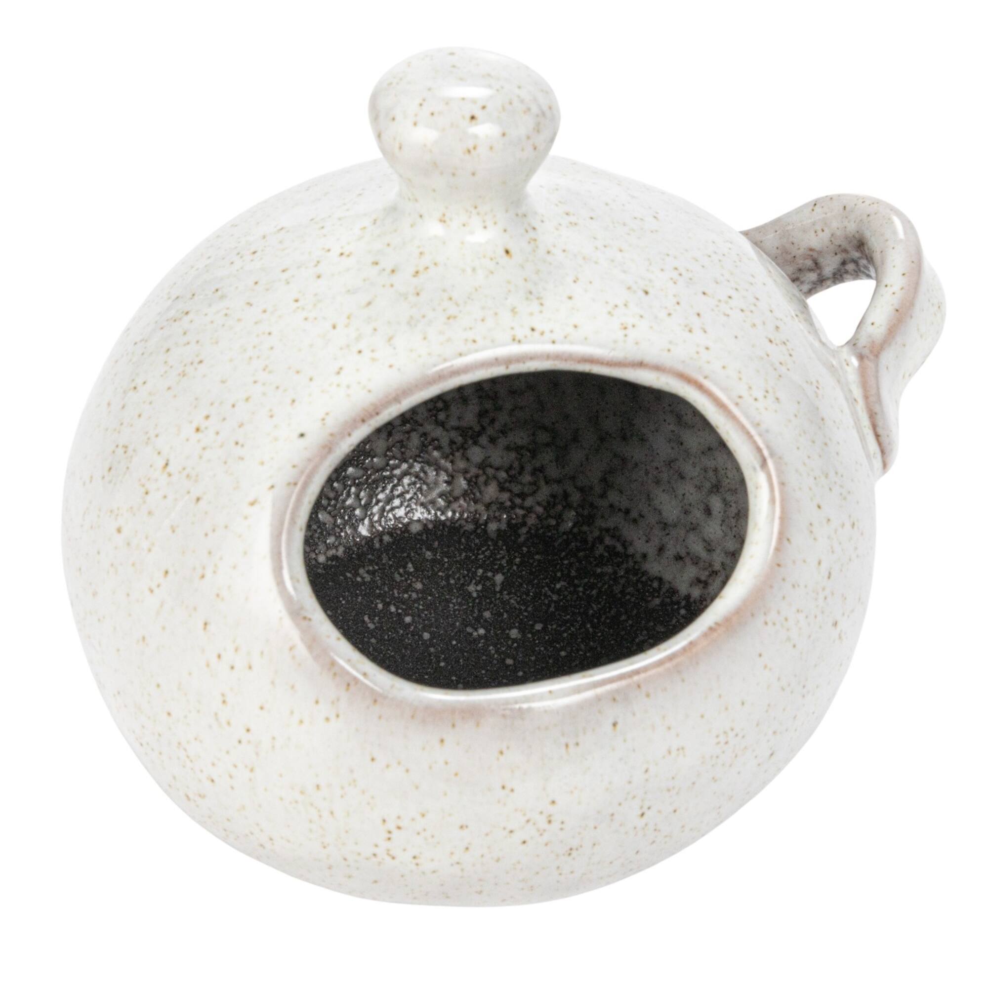 Hello Honey® 5.5" Cream Stoneware Salt Jar with Wood Spoon & Coaster